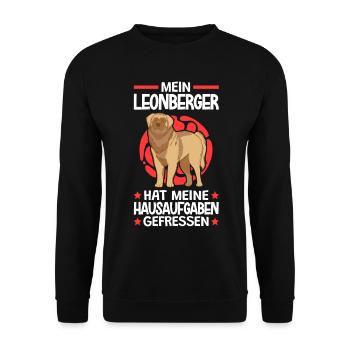 Leonberger hat meine Hausaufgaben gefressen - Unisex Pullover - Schwarz - Vorne - Alina (178cm) & Michal (187cm)
