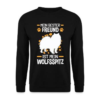 Wolfsspitz ist mein Freund deutscher Spitz Keeshon - Unisex Pullover - Schwarz - Vorne - Alina (178cm) & Michal (187cm)