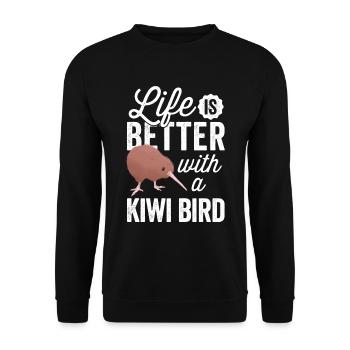 Alles besser mit Kiwi Vogel Neuseeland Kiwi - Unisex Pullover - Schwarz - Vorne - Alina (178cm) & Michal (187cm)