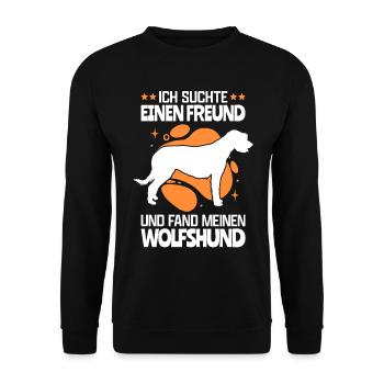 Fand meinen Irischer Wolfshund Irish Wolfhound - Unisex Pullover - Schwarz - Vorne - Alina (178cm) & Michal (187cm)