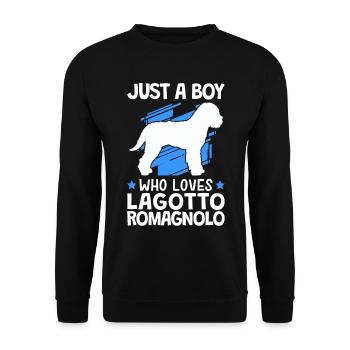 Only a boy who loves Lagotto Romagnolo - Unisex Sweatshirt - black - Front - Alina (178cm) & Michal (187cm)