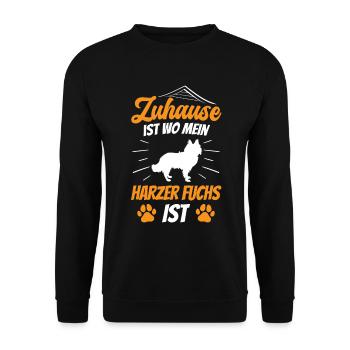Harzer Fuchs ist mein Zuhause Hütefuchs - Unisex Pullover - Schwarz - Vorne - Alina (178cm) & Michal (187cm)