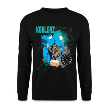 Koblenz Deutschland Stadt Skyline Vintage Retro - Unisex Pullover - Schwarz - Vorne - Alina (178cm) & Michal (187cm)