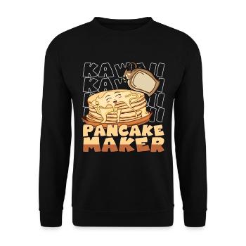 Kawaii Pancake Maker Lächelte Pfannkuchen Sirup - Unisex Pullover - Schwarz - Vorne - Alina (178cm) & Michal (187cm)