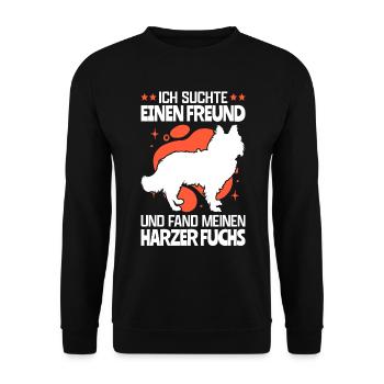 Fand meinen Harzer Fuchs Hütehund - Unisex Pullover - Schwarz - Vorne - Alina (178cm) & Michal (187cm)