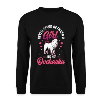 Girl and her Ovcharka Caucasian Ovcharka - Unisex Sweatshirt - black - Front - Alina (178cm) & Michal (187cm)