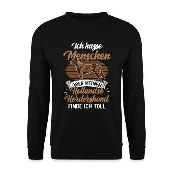 Meinen Hollandse Herdershond finde ich toll - Unisex Pullover - Schwarz - Vorne - Alina (178cm) & Michal (187cm)