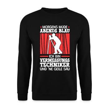 Ich bin Vermessungstechniker Vermesser - Unisex Pullover - Schwarz - Vorne - Alina (178cm) & Michal (187cm)