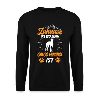 Zuhause ist wo mein Galgo ist Galgo Espanol - Unisex Pullover - Schwarz - Vorne - Alina (178cm) & Michal (187cm)