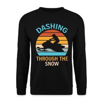 Snowmobiling Joke Pun Slogan - Dashing Through The - Unisex Sweatshirt - black - Front - Alina (178cm) & Michal (187cm)