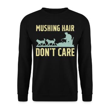 Chien de traîneau à dire slogan - Mushing Hair Don’t Ca - Sweat-shirt Unisexe - noir - Devant - Alina (178cm) & Michal (187cm)