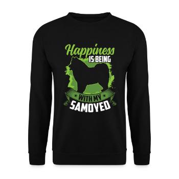 Samojede ist glücklich sein Samojedenspitz - Unisex Pullover - Schwarz - Vorne - Alina (178cm) & Michal (187cm)