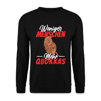 Weniger Menschen mehr Quokkas Quokka - Unisex Pullover - Schwarz - Vorne - Alina (178cm) & Michal (187cm)