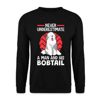 Girl with Bobtail Old English Bobtail - Unisex Sweatshirt - black - Front - Alina (178cm) & Michal (187cm)