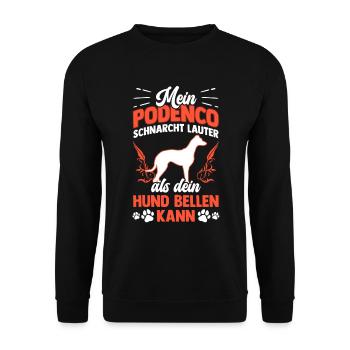 Podenco schnarcht lauter spanischer Podenco - Unisex Pullover - Schwarz - Vorne - Alina (178cm) & Michal (187cm)