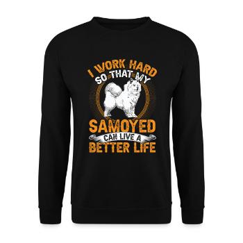 Samojede arbeite hart Samojedenspitz - Unisex Pullover - Schwarz - Vorne - Alina (178cm) & Michal (187cm)