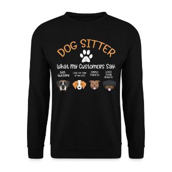Dog Sitter Saying Pun Slogan Ce que disent mes clients - Sweat-shirt Unisexe - noir - Devant - Alina (178cm) & Michal (187cm)