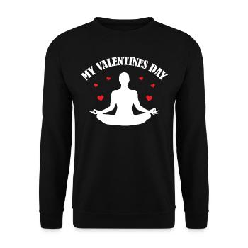 Yoga de la Saint-Valentin Dire que le yoga est mon Saint-Valentin - Sweat-shirt Unisexe - noir - Devant - Alina (178cm) & Michal (187cm)