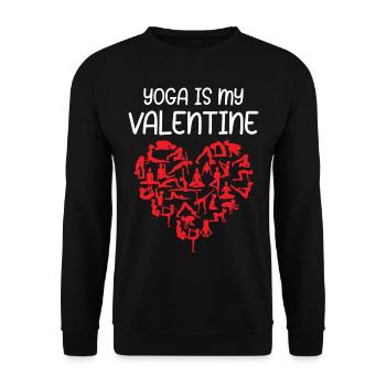 Yoga de la Saint-Valentin Dire ma Saint-Valentin - Sweat-shirt Unisexe - noir - Devant - Alina (178cm) & Michal (187cm)
