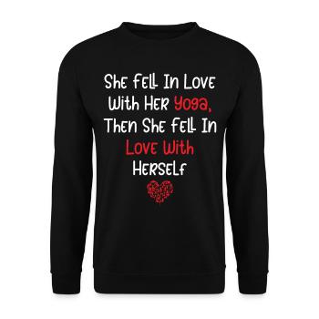 Yoga de la Saint-Valentin Dire l’amour de soi - Sweat-shirt Unisexe - noir - Devant - Alina (178cm) & Michal (187cm)