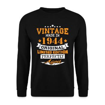 Vintage Made In 1944 Original Limited Edition - Unisex Pullover - Schwarz - Vorne - Alina (178cm) & Michal (187cm)