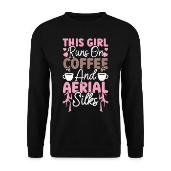 Acrobate aérienne - Yoga aérien et acrobatie aérienne sur soie - Sweat-shirt Unisexe - noir - Devant - Alina (178cm) & Michal (187cm)