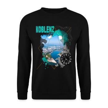 Koblenz Germany City Skyline Vintage Retro - Unisex Sweatshirt - black - Front - Alina (178cm) & Michal (187cm)
