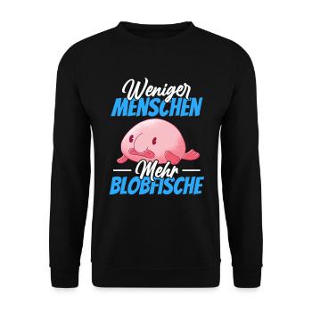 Blobfisch weniger Menschen lustiger Blobfisch - Unisex Pullover - Schwarz - Vorne - Alina (178cm) & Michal (187cm)