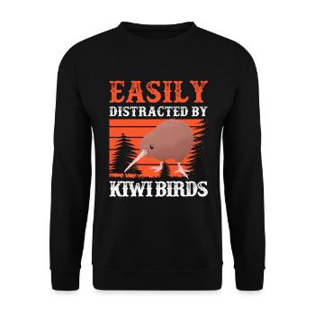 Un oiseau kiwi distrait par le kiwi de Nouvelle-Zélande - Sweat-shirt Unisexe - noir - Devant - Alina (178cm) & Michal (187cm)