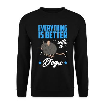 Degu alles besser mit chilenisches Nagetier - Unisex Pullover - Schwarz - Vorne - Alina (178cm) & Michal (187cm)