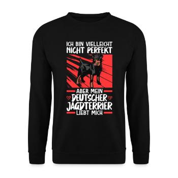 Mein Deutscher Jagdterrier liebt mich - Unisex Pullover - Schwarz - Vorne - Alina (178cm) & Michal (187cm)