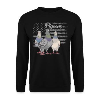 Lustig Taubenzüchter & Tauben Flüsterer Brieftaube - Unisex Pullover - Schwarz - Vorne - Alina (178cm) & Michal (187cm)