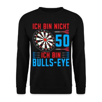 Dart 50. Geburtstag Bulls-Eye - Unisex Pullover - Schwarz - Vorne - Alina (178cm) & Michal (187cm)