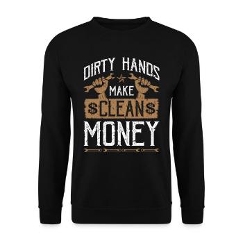 Dirty Hands Make Clean Money Mechanic - Unisex Sweatshirt - black - Front - Alina (178cm) & Michal (187cm)