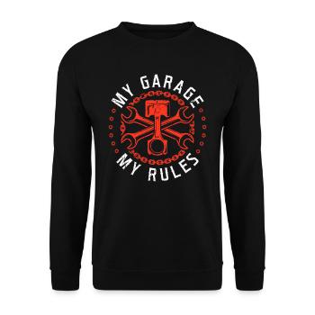 Mécanicien Mon garage Réparer mes règles - Sweat-shirt Unisexe - noir - Devant - Alina (178cm) & Michal (187cm)