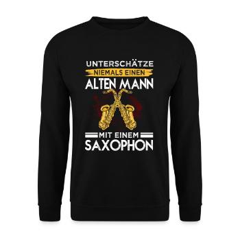 Saxophon Spieler Saxophonist Jazz Musiker - Unisex Pullover - Schwarz - Vorne - Alina (178cm) & Michal (187cm)