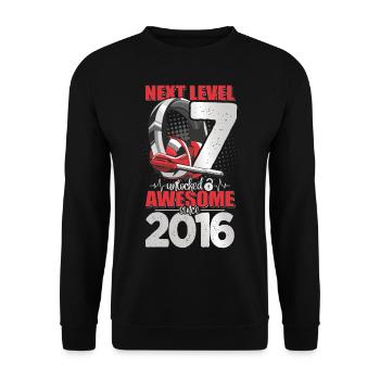 Level Unlocked 7 Years Old 2016 Headset Gaming - Unisex Sweatshirt - black - Front - Alina (178cm) & Michal (187cm)
