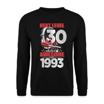 Level Unlocked 30 Years Old 1993 Headset Gaming - Unisex Sweatshirt - black - Front - Alina (178cm) & Michal (187cm)