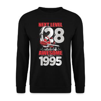 Level Unlocked 28 years old 1995 Headset Gaming - Unisex Sweatshirt - black - Front - Alina (178cm) & Michal (187cm)