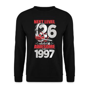 Level Unlocked 26 Years Old 1997 Headset Gaming - Unisex Sweatshirt - black - Front - Alina (178cm) & Michal (187cm)