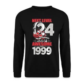 Level Unlocked 24 Years Old 1999 Headset Gaming - Unisex Sweatshirt - black - Front - Alina (178cm) & Michal (187cm)