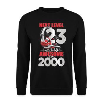 Level Unlocked 23 Years Old 2000 Headset Gaming - Unisex Sweatshirt - black - Front - Alina (178cm) & Michal (187cm)