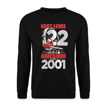Level Unlocked 22 Years Old 2001 Headset Gaming - Unisex Sweatshirt - black - Front - Alina (178cm) & Michal (187cm)