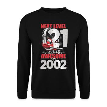Level Unlocked 21 Years Old 2002 Headset Gaming - Unisex Sweatshirt - black - Front - Alina (178cm) & Michal (187cm)
