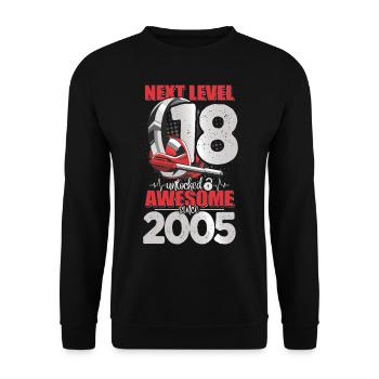 Level Unlocked 18 Years Old 2005 Headset Gaming - Unisex Sweatshirt - black - Front - Alina (178cm) & Michal (187cm)