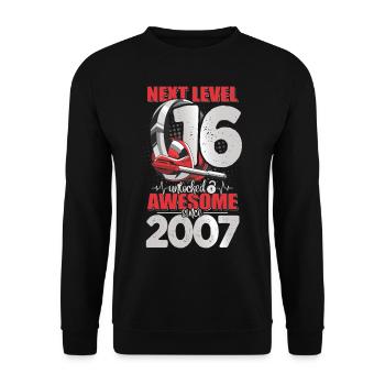 Level Unlocked 16 years old 2007 Headset Gaming - Unisex Sweatshirt - black - Front - Alina (178cm) & Michal (187cm)