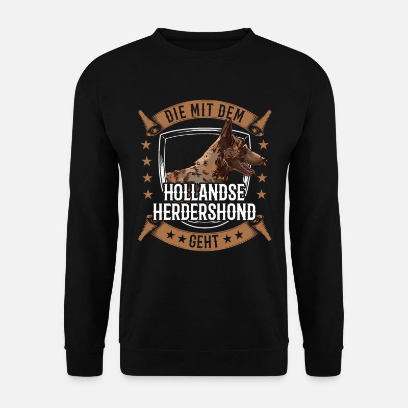 Die mit dem Hollandse Herdershond geht - Unisex Pullover - Schwarz