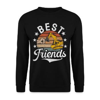 Funny construction workers & construction site excavator drivers - Unisex Sweatshirt - black - Front - Alina (178cm) & Michal (187cm)