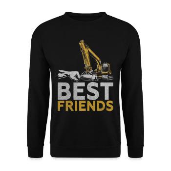 Lustige Bauarbeiter & Baustelle Baggerfahrer - Unisex Pullover - Schwarz - Vorne - Alina (178cm) & Michal (187cm)