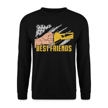 Lustige Bauarbeiter & Baustelle Baggerfahrer - Unisex Pullover - Schwarz - Vorne - Alina (178cm) & Michal (187cm)